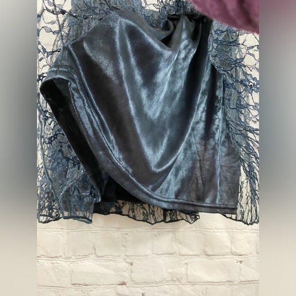 Forever 21 Womens Juniors Size Small Midnight Black Blue Lace Fairy Mini Skirt - Picture 3 of 6